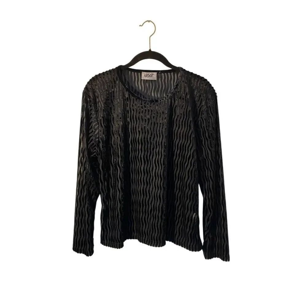 Liz Claiborne women’s black, sheer zebra print top whimsigoth Gothic pL